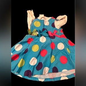 Rare Editions Polka Dot Corduroy Jumper with White long sleeve top underneath